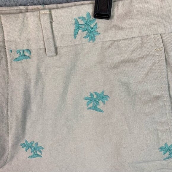 J. Mclaughlin Womens Chinos Shorts White Turquoise Palm Tree Pocket High Rise 34 - Picture 4 of 9